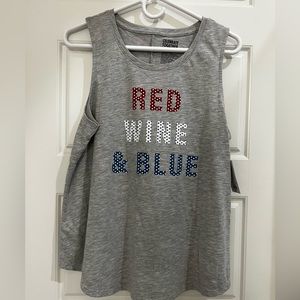 “Red Wine & Blue” Summer Graphic Muscle Tank Size M